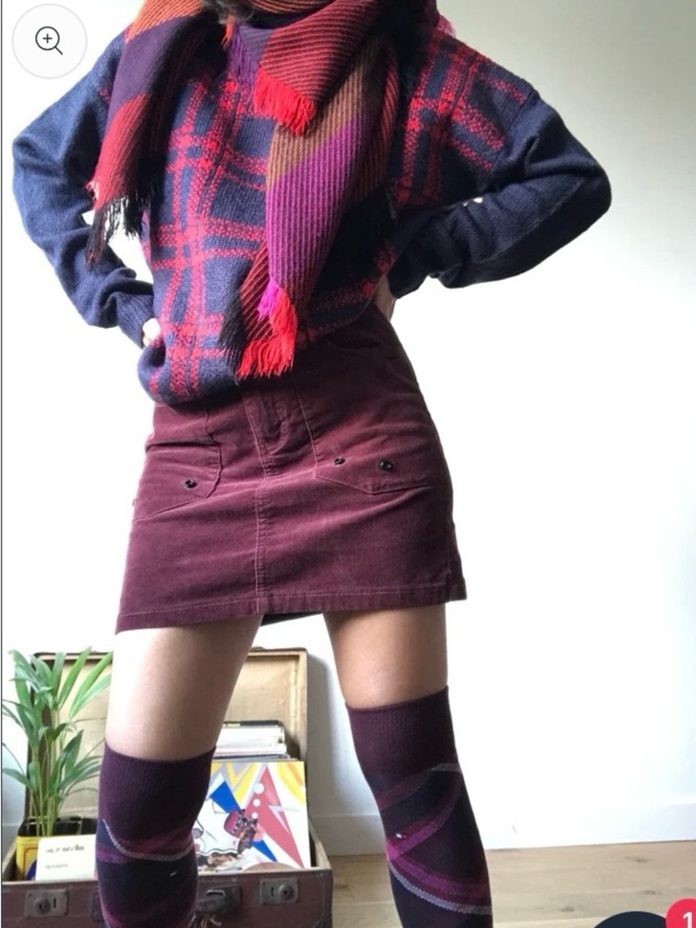 Zadig & Voltaire Burgundy Corduroy Mini Skirt